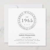 Invitation Anniversaire moderne minimaliste noir et blanc pou (Devant)