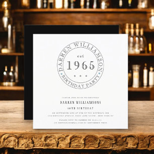 Invitation Anniversaire moderne minimaliste noir et blanc pou