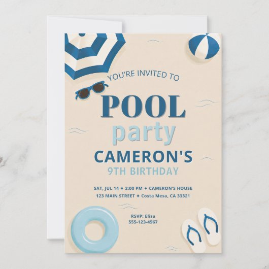 Invitation anniversaire moderne pour une fête au b (Devant)