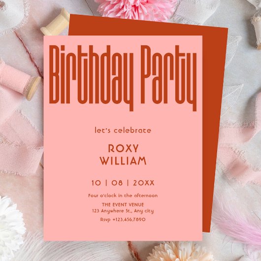 Invitation Anniversaire moderne Retro