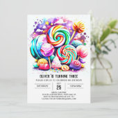 Invitation Anniversaire modifiable Candyland personnalisé (Debout devant)