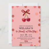 Invitation anniversaire modifiable Cherry 1er anni (Devant)