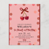 Invitation anniversaire modifiable Cherry 1er anni (Devant)