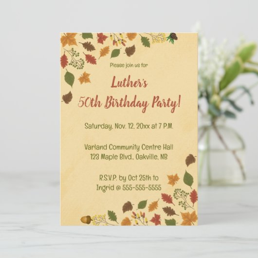 Invitation Anniversaire Modifiable d'Automne (Debout devant)