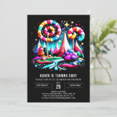 Invitation Anniversaire modifiable de Candyland moderne (Debout devant)