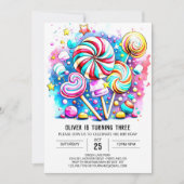 Invitation Anniversaire modifiable de Candyland moderne (Devant)