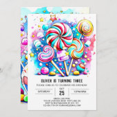 Invitation Anniversaire modifiable de Candyland moderne (Devant / Derrière)