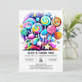 Invitation Anniversaire modifiable de Cute Candyland (Debout devant)