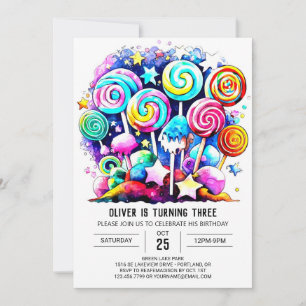 Invitation Anniversaire modifiable de Cute Candyland