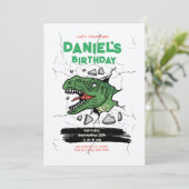 Invitation anniversaire modifiable de dinosaure, f (Debout devant)
