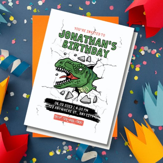 Invitation anniversaire modifiable de dinosaure, f