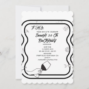 Invitation anniversaire modifiable dessinée à la m