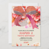 Invitation Anniversaire modifiable dixième Coquette Bow rose  (Devant)