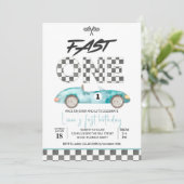 Invitation anniversaire modifiable Fast ONE voitur (Debout devant)