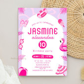Invitation anniversaire modifiable Pink Pool Party