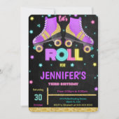 Invitation anniversaire modifiable pour patin à ro (Devant)