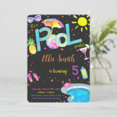 Invitation anniversaire modifiable pour piscine (Debout devant)