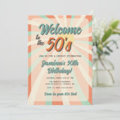Invitation anniversaire modifiable rétro vintage o (Debout devant)