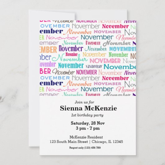 Invitation Anniversaire mois novembre (Devant)