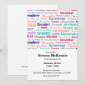 Invitation Anniversaire mois novembre (Devant / Derrière)