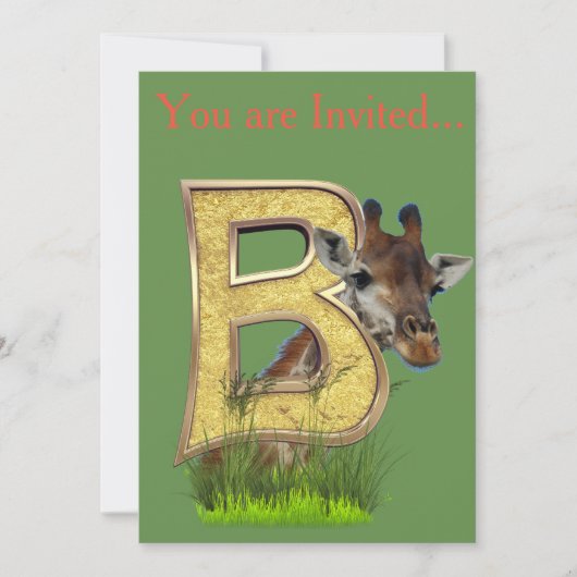 Invitation Anniversaire - Monogramme majuscule - lettre B (Devant)
