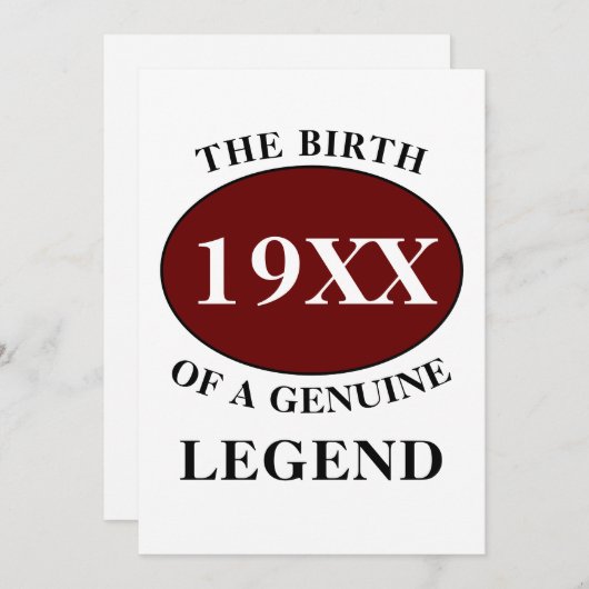 Invitation Anniversaire Monogramme Nom initial Année Humour A (Devant / Derrière)