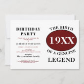 Invitation Anniversaire Monogramme Nom initial Année Humour R (Devant)