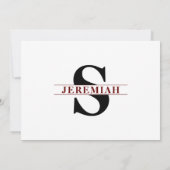 Invitation Anniversaire Monogramme Nom initial Année Humour R (Dos)