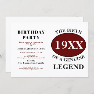Invitation Anniversaire Monogramme Nom initial Année Humour R