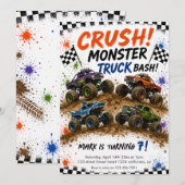 Invitation Anniversaire Monster Truck Bash (Devant / Derrière)