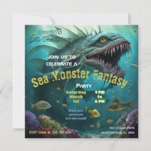 Invitation Anniversaire Monstre de mer Imaginaire