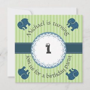 Invitation Anniversaire motif d'éléphant moderne tendance
