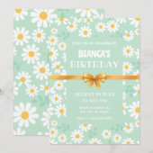 INVITATION ANNIVERSAIRE MOTIF FLEURS (Devant / Derrière)