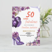 Invitation Anniversaire mou Kawaii violet (Debout devant)