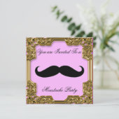 Invitation anniversaire Moustache Rose (Debout devant)