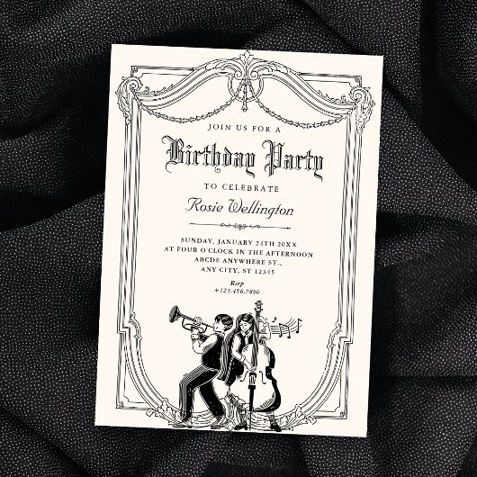 Invitation Anniversaire musical vintage