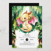 Invitation Anniversaire mystique du Dragon mignon (Devant / Derrière)