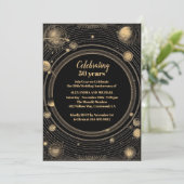 Invitation Anniversaire mystique du Mariage céleste d'or noir (Debout devant)