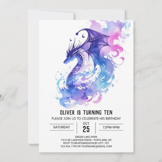 Invitation Anniversaire mythique du dragon (Devant)