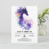 Invitation Anniversaire mythique du dragon qui respire le feu (Debout devant)
