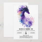 Invitation Anniversaire mythique du dragon qui respire le feu (Devant / Derrière)