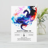 Invitation Anniversaire mythique du mignon dragon (Debout devant)