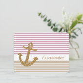 Invitation Anniversaire nautique de l'or et du rose (Debout devant)