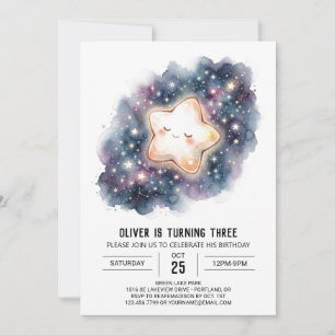 Invitation Anniversaire Navy Galaxy Star