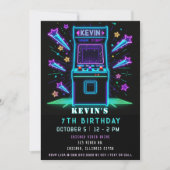 Invitation Anniversaire Neon Arcade Fun Gaming (Devant)