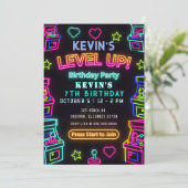 Invitation Anniversaire Neon Arcade Fun Gaming (Debout devant)