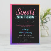 Invitation anniversaire néon lumineuse 16 ans (Debout devant)