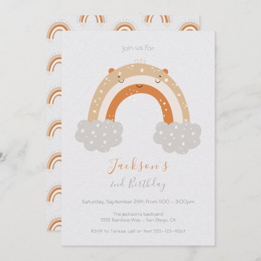 Invitation Anniversaire Neutre et pacifique (Devant / Derrière)