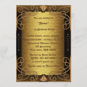 Invitation Anniversaire N'importe quel âge, Style Gatsby, Art