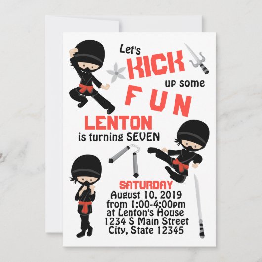 Invitation Anniversaire Ninja (Devant)